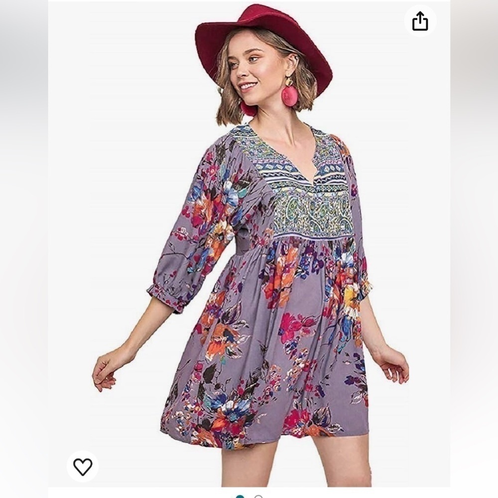 Umgee Twirly Girl Floral Print Mini Dress - Picture 1 of 8